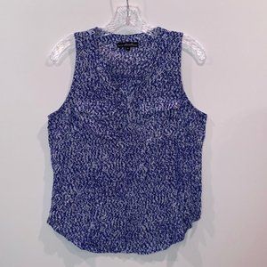 Blue Patterned Sleeveless Blouse